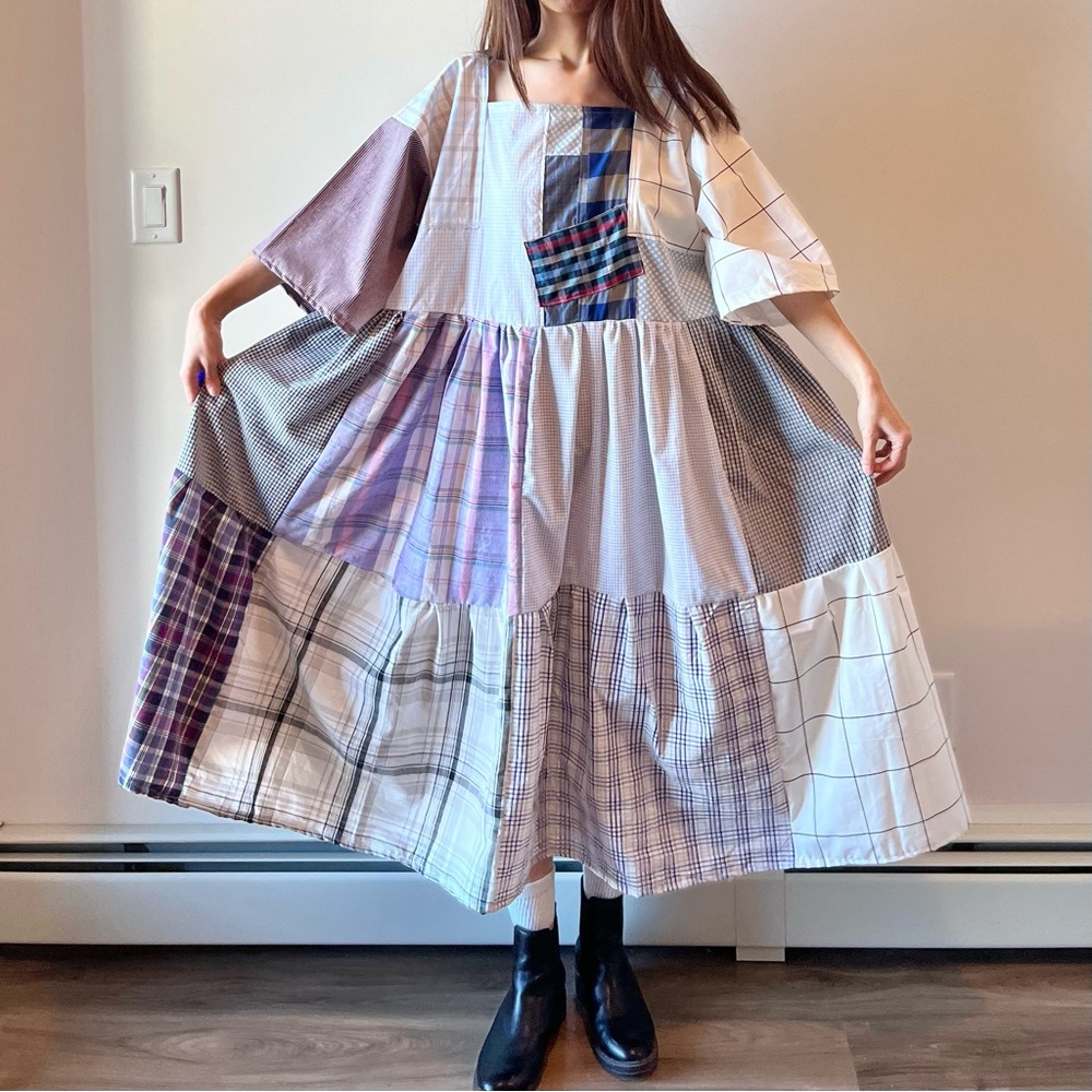 Handmade Quilted Patchwork Plaid Dress SKU 01174 - Picture 6 of 16
